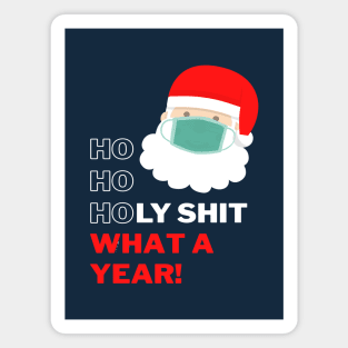 Ho Ho Holy Shit What a Year - Merry Christmask Santa Magnet